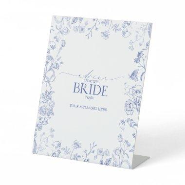 French Blue & White Shower Advice To The Bride Pedestal Sign