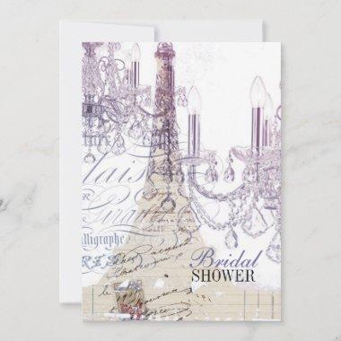 french scripts chandelier paris eiffel tower Invitations