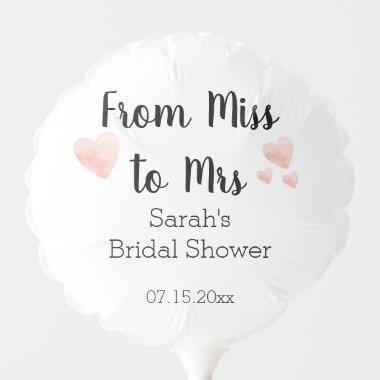 From Miss to Mrs Black and White Bridal Shower Balloon