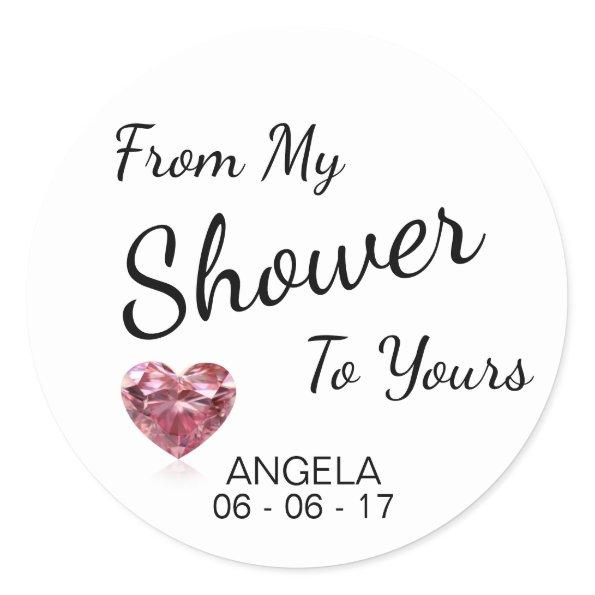 From My Shower To Yours Bridal Shower Black/White Classic Round Sticker