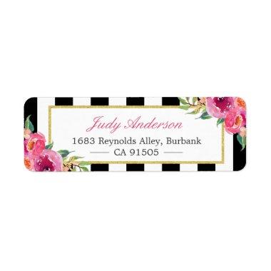 Fuchsia Watercolor Floral | Modern Purple Red Pink Label