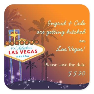 Fun Las Vegas Wedding Save the Date Square Sticker