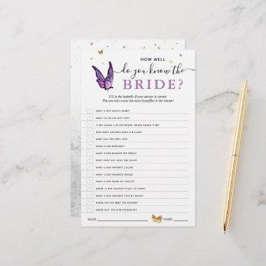 Fun Purple Watercolor Butterfly Bridal Shower Game