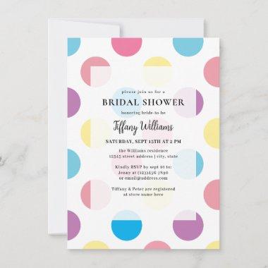 Fun Retro Pastel Colors Polka Dots Bridal Shower Invitations