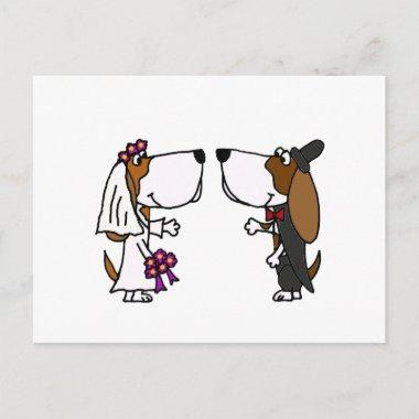 Funny Basset Hound Bride and Groom Wedding Art PostInvitations