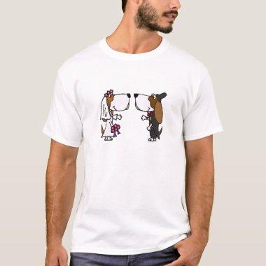 Funny Basset Hound Bride and Groom Wedding Art T-Shirt