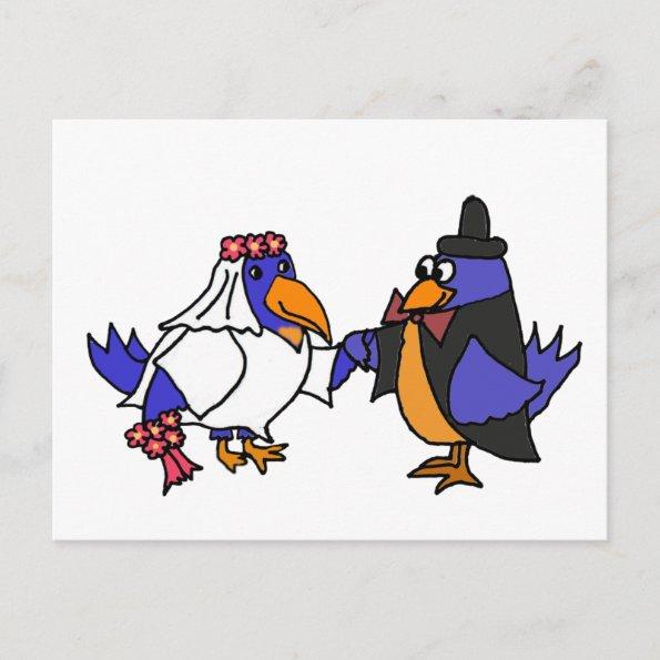 Funny Bluebirds Bride and Groom Wedding PostInvitations