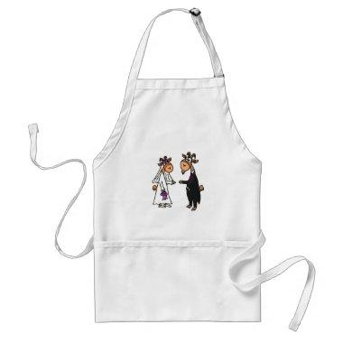 Funny Bride and Groom Goat Wedding Adult Apron