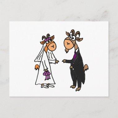 Funny Bride and Groom Goat Wedding PostInvitations