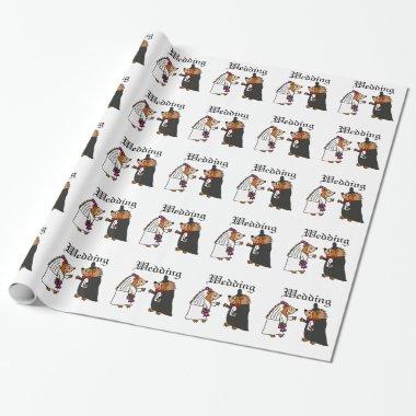 Funny Bride and Groom Hedgehog Wedding Art Wrapping Paper