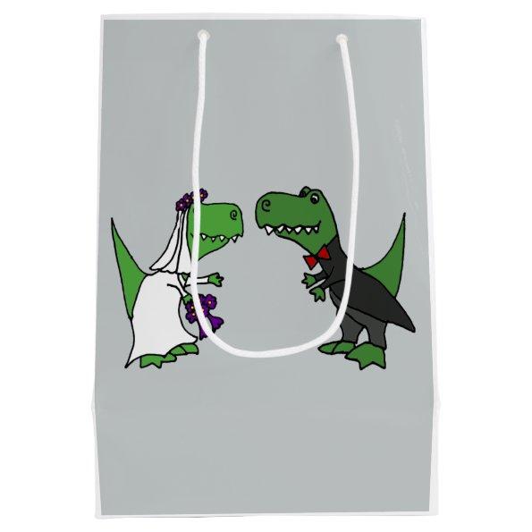 Funny Bride and Groom T-rex Dinosaur Gift Bag