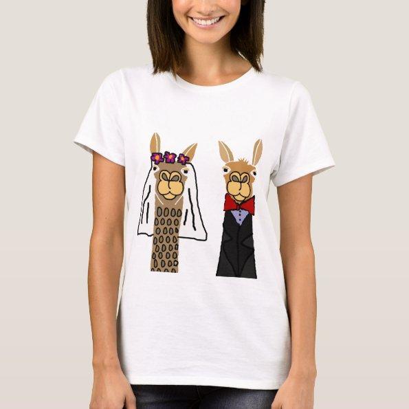 Funny Llama Bride and Groom Wedding Art T-Shirt