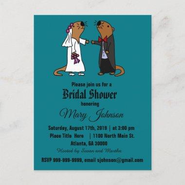 Funny Sea Otter Bride and Groom Wedding Invitation PostInvitations