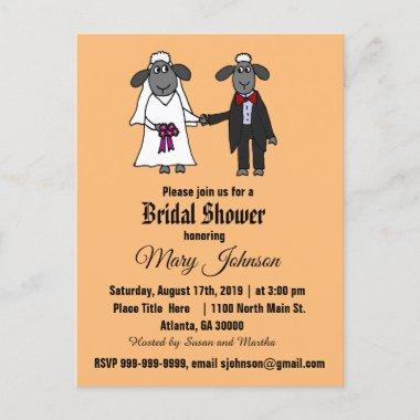 Funny Sheep Bride and Groom Wedding Invitation PostInvitations