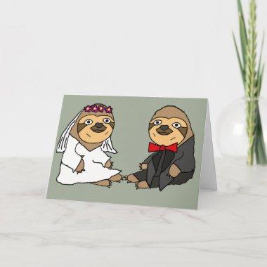 Funny Sloth Bride and Groom Wedding Invitations