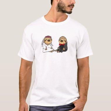 Funny Sloth Bride and Groom Wedding T-Shirt