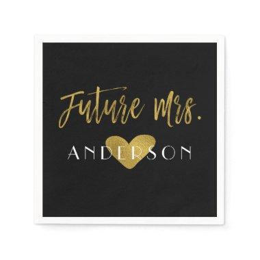 Future Mrs. Gold Foil with Heart Bride Napkins
