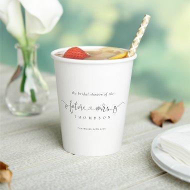 Future Mrs Name Artsy Typography Bridal Shower Paper Cups