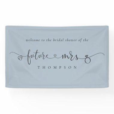Future Mrs Ring Hearts Dusty Blue Bridal Shower Banner