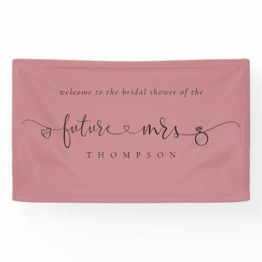 Future Mrs Ring Hearts Dusty Rose Bridal Shower Banner