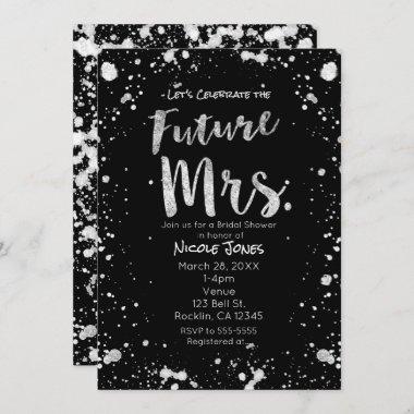 FUTURE MRS. Silver Black Bridal Shower Invitations