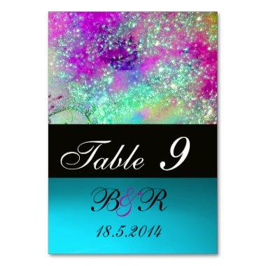 GARDEN OF THE LOST SHADOWS Pink Purple Blue Floral Table Number