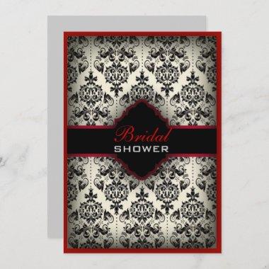 Gatsby black white damask paris bridal Shower Invitations
