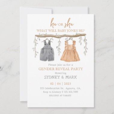 Gender reveal Party, Gender Reveal, He or She Invitations