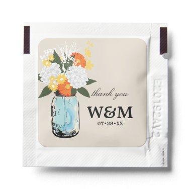 Gerber Daisies and Hydrangeas Mason Jar Wedding Hand Sanitizer Packet