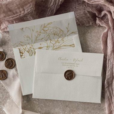 Gilded Floral | Cream and Gold Wedding Invitations Envelope