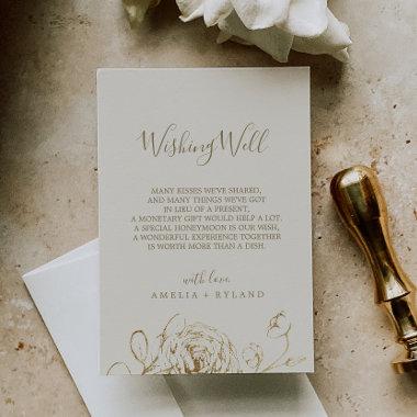 Gilded Floral Rose Cream Wedding Wishing Well Invitations