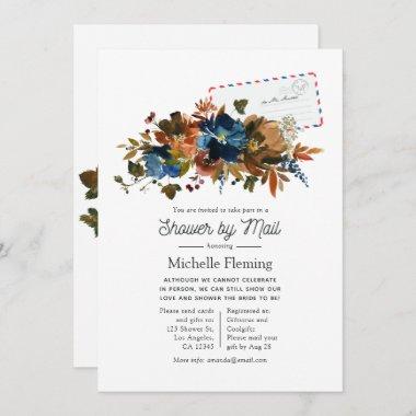 Ginger and Navy Floral Bridal Shower by Mail Invitations
