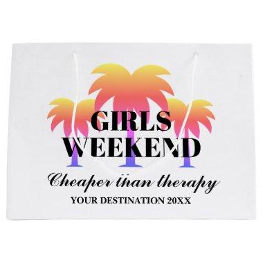 Girls weekend away trip tropical palm tree custom large gift bag