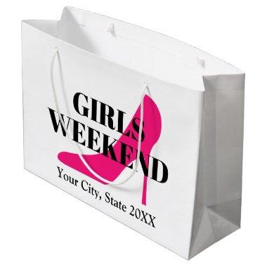 Girls weekend trip pink high heel stiletto shoe large gift bag