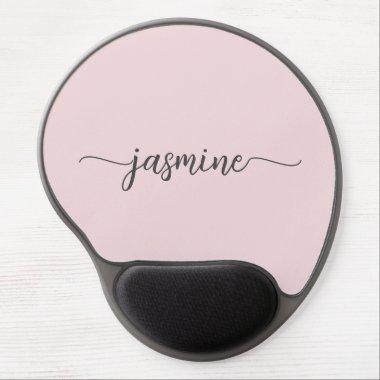 Girly Blush Pink Simple Monogram Name Signature Ge Gel Mouse Pad