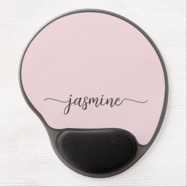 Girly Blush Pink Simple Monogram Name Signature Gel Mouse Pad
