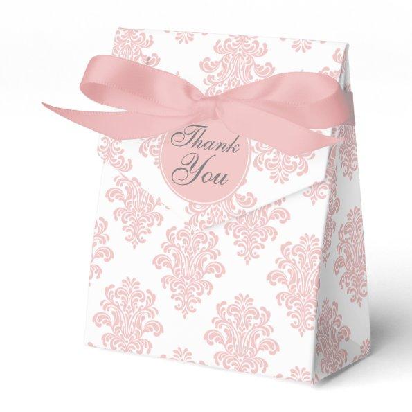 Girly Pink Damask Custom Favor Boxes