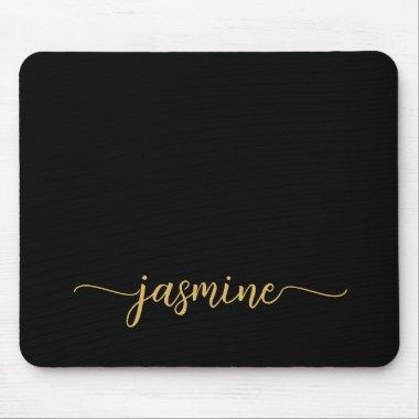 Girly Simple Black Personalized Monogram Name Mouse Pad