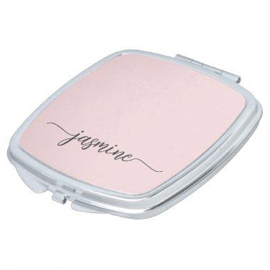 Girly Simple Blush Pink Personalized Monogram Compact Mirror