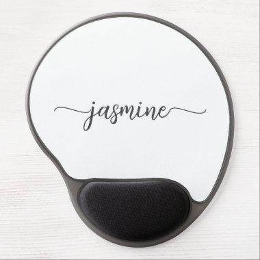 Girly White Simple Monogram Name Signature Gel Mouse Pad