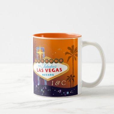 Glam Las Vegas Monogrammed Wedding Two-Tone Coffee Mug