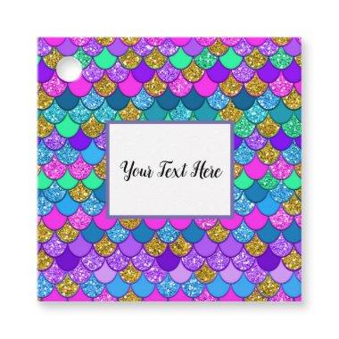 Glitter Colorful Mermaid Birthday Party Favor Tags