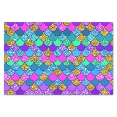 Glitter Colorful Mermaid Birthday Party Tissue Paper