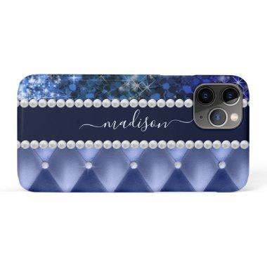Glitter Girly Sparkle Luxury Navy Blue iPhone 11 Pro Case