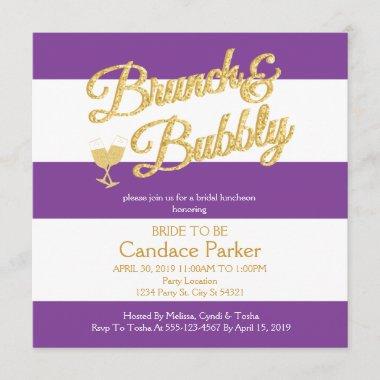 Glitter, Purple Bridal Shower Invitations