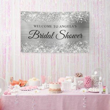 Glittery Silver Foil Bridal Shower Welcome Banner