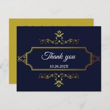 Gold and Navy Blue Indian Style Envelope Enclosure RSVP Card
