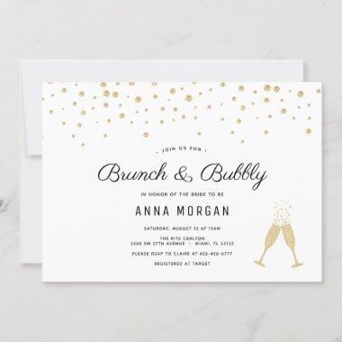 Gold Brunch and Bubbly Bridal Shower Invitations