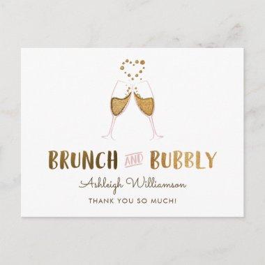 Gold Brunch & Bubbly Bridal Shower | Thank You PostInvitations