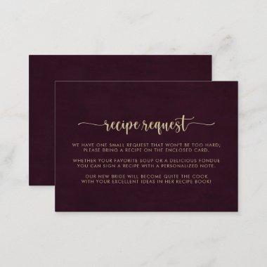 Gold Burgundy Wedding Recipe Request Enclosure Invitations